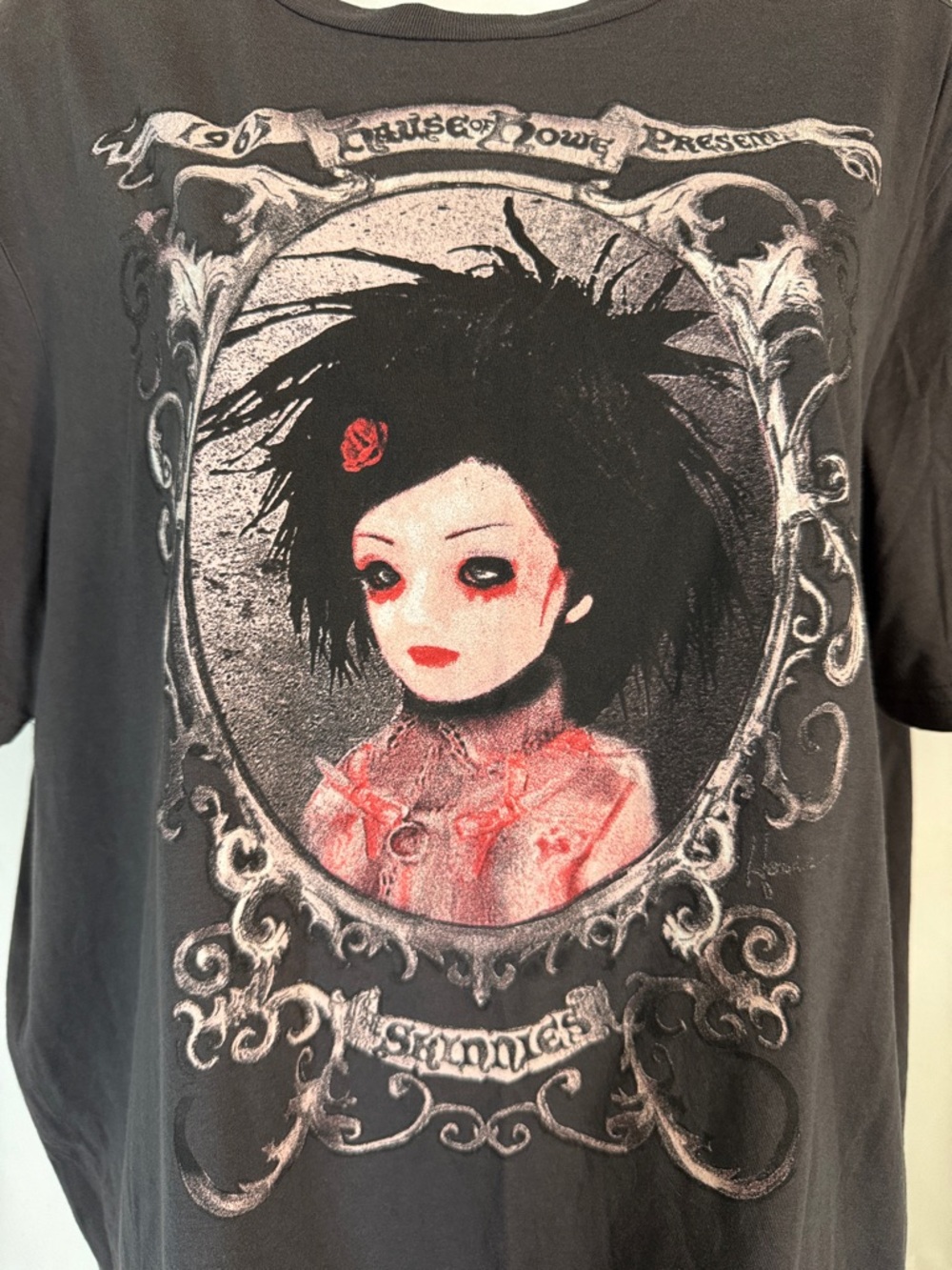 Gothic Doll Graphic Short Sleeve Tee - Charcoal - Picture 2 of 6
